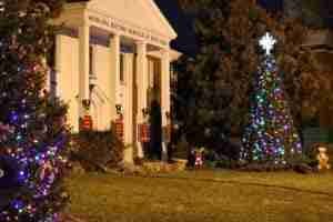 River Edge Borough Hall with holiday decorations